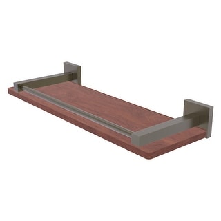 Allied Brass Washington Square Antique Bronze 16-in Solid IPE Ironwood Shelf With Integrated Towel Bar 330924964