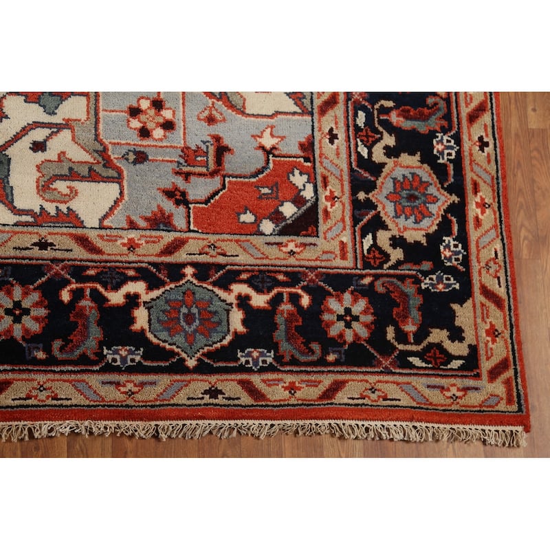 Geometric Heriz Serapi Oriental Area Rug Handmade Wool Carpet - 9'0"x 11'9"