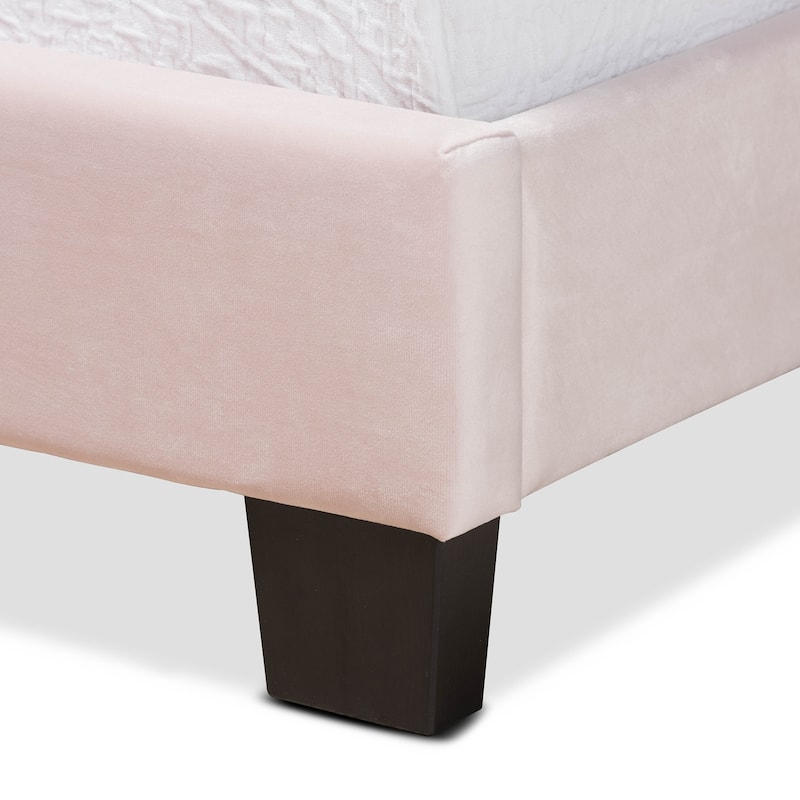 Caprice Contemporary Glam Velvet Fabric Twin Size Panel Bed