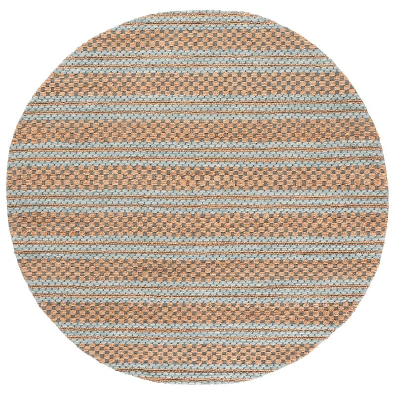 Martha Stewart by SAFAVIEH Handmade Tulia Jute Rug - 6' Round - Natural/Light Blue