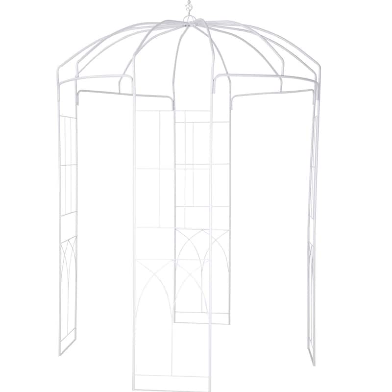 Outdoor Metal Garden Arbor Arch, Birdcage Trellis for Climbing Plants