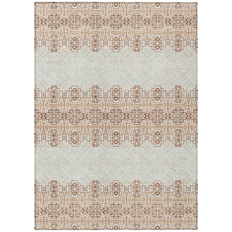 Machine Washable Indoor/ Outdoor Moroccan Boho Chantille Rug