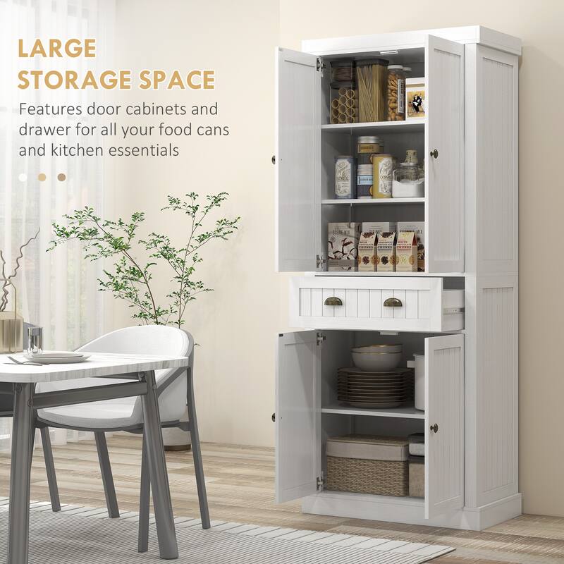 Farmhouse Kitchen Pantry Cabinet MDF with Adjustable Shelves and Soft Close Doors 72 Inch Storage Cabinet