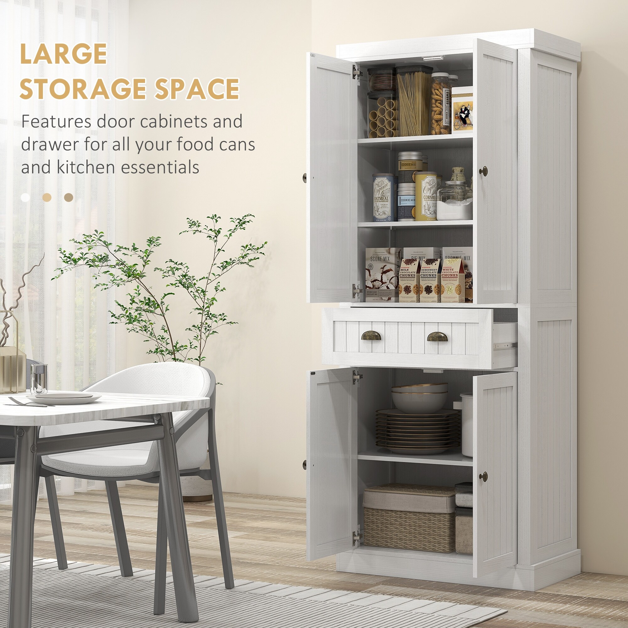 Floor Standing Tall Storage Cabinet 72 Inch Kitchen Pantry with 4 Soft Close Doors and Drawers for Dining Room Bed Bath Beyond 41985539