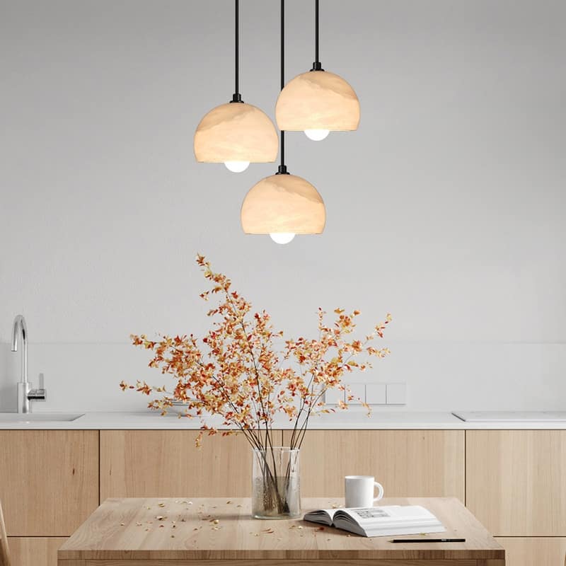 Alabaster Pendant Light for 7.9" Spanish Marble Shade Hanging Light Fixture