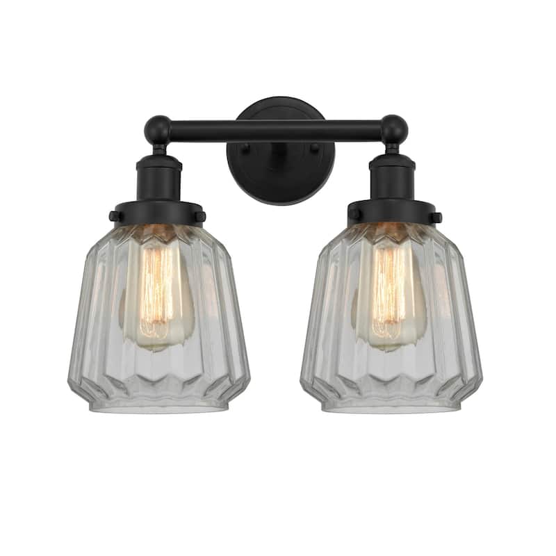 Innovations Lighting 616-2W-10-16 Chatham Vanity Chatham 2 Light 16" - Matte Black / Matte White
