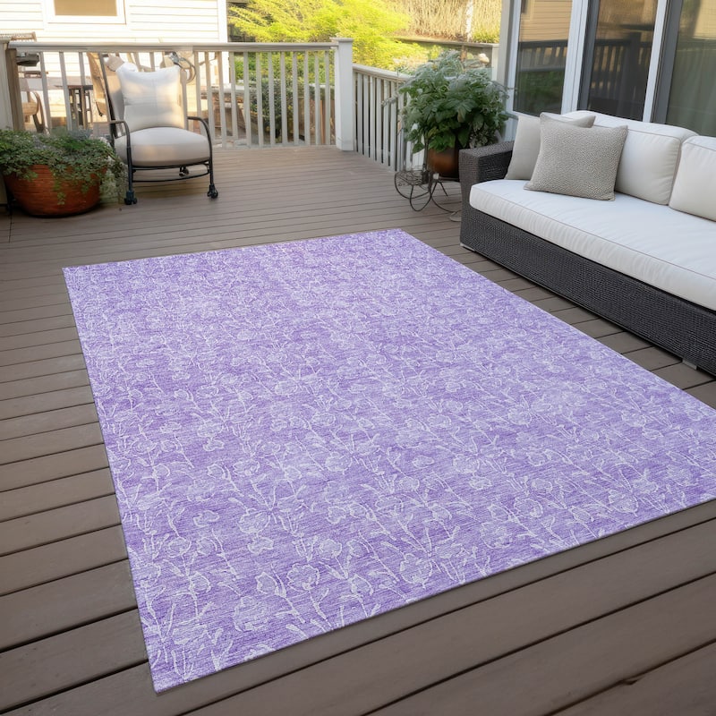 Machine Washable Indoor/ Outdoor Chantille Modern Floral Impressions Rug - Lilac - 2'6" x 3'10"