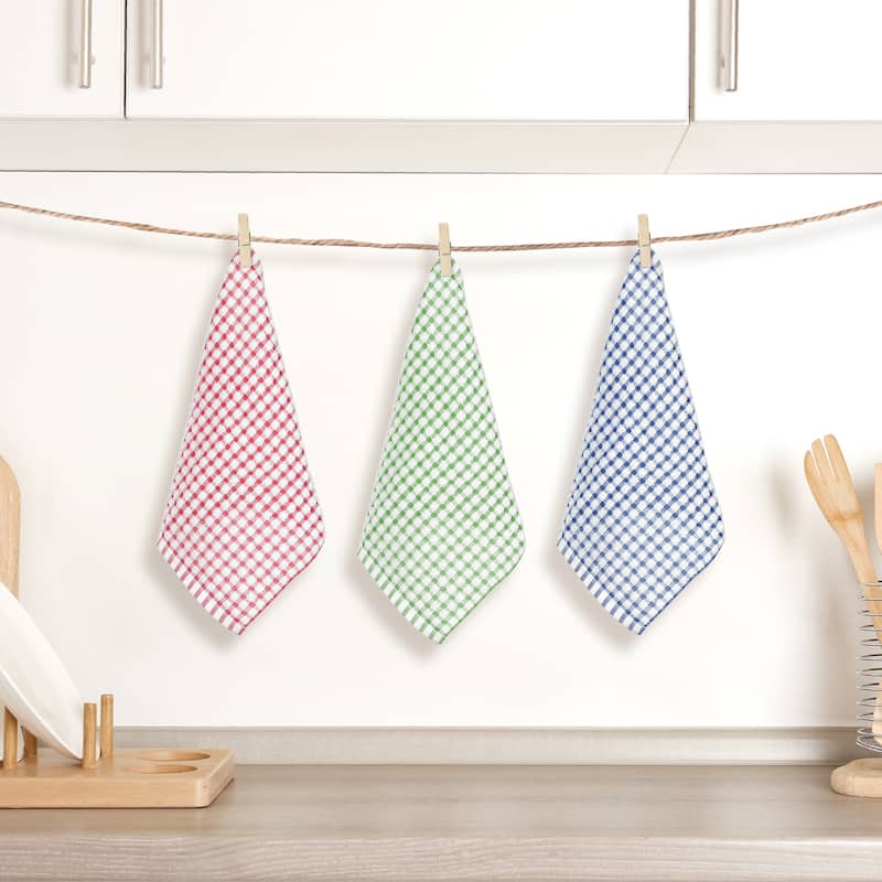 100% Cotton Kitchen Dish Towels, Checked Dishcloths Set for Drying Dishes and Table - 12" x 12"