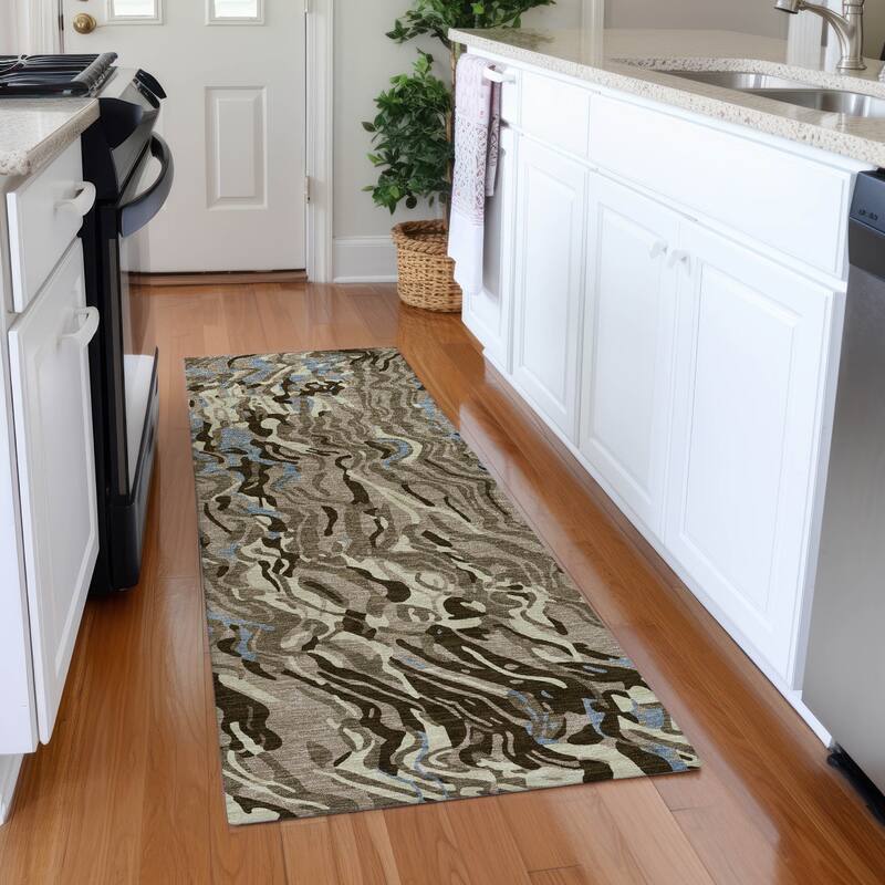 Premium Washable Super Soft Modern Contemporary Mayfield Rug - Taupe - 2'3" x 7'6"