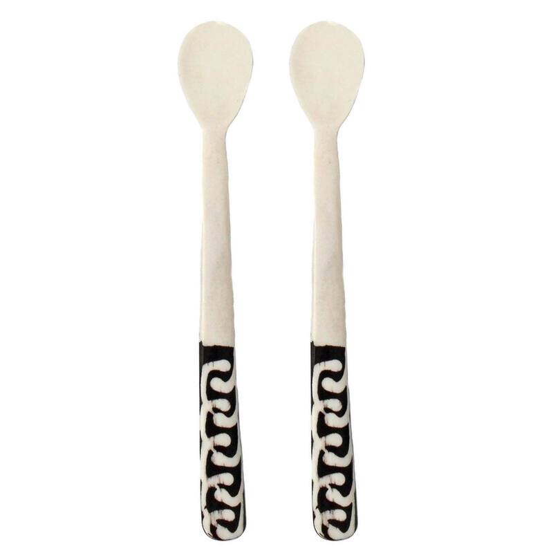 Hand-carved Long Batik Appetizer & Bar Utensils, Set of 2 - SpoonSet
