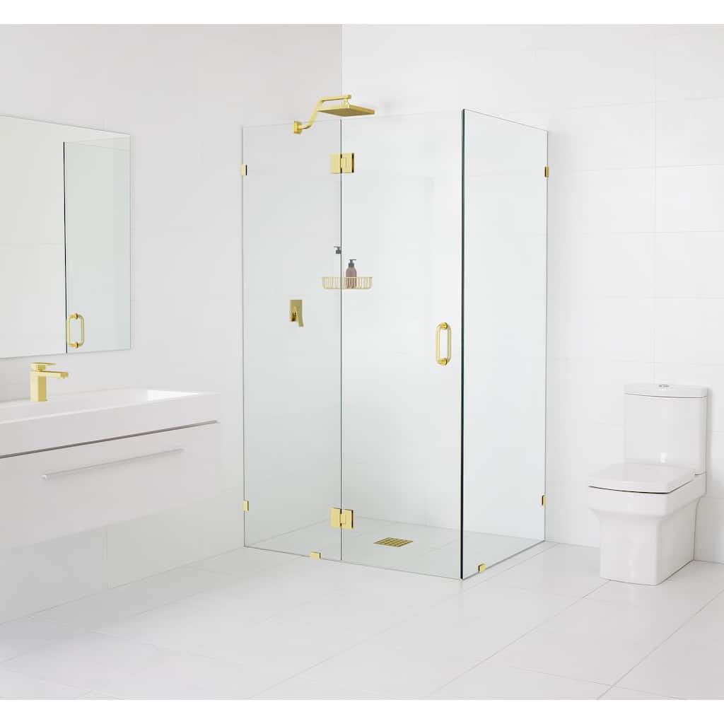 Glass Warehouse 78" x 34" x 48" Frameless 90 Degree Shower Enclosure - Glass Hinge