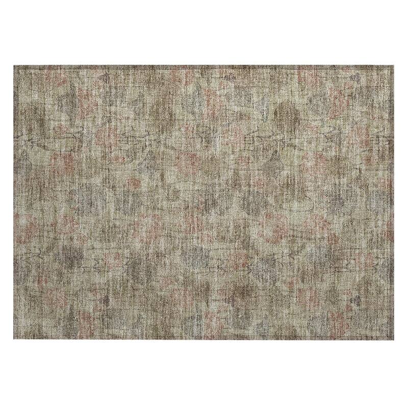 Machine Washable Indoor/Outdoor Modern Floral Chantille Rug