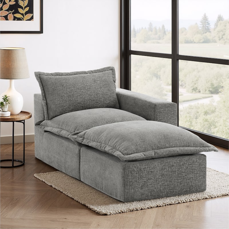 Comfy Cloud Couch Plush Modular Sectional Sofa For Living Room - Grey/2 piece - Right Facing