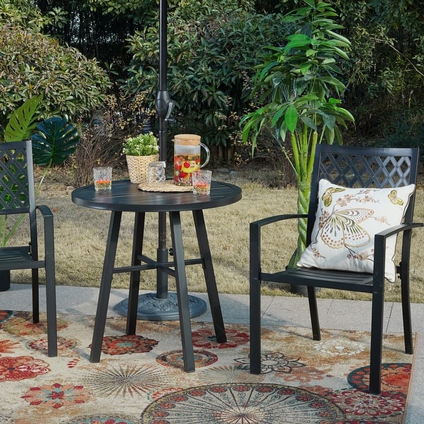 Claribelle 3piece Black Patio Bistro Set with Round Table by Havenside