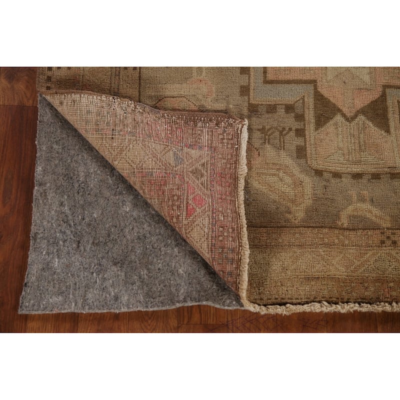 Tribal Animals Ardebil Persian Antique Runner Rug Handmade Wool Carpet - 4'0" x 10'11"