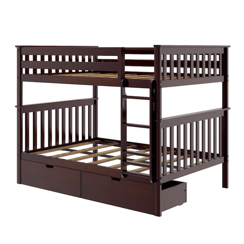 Max and Lily Full over Full Bunk Bed with Storage Drawers