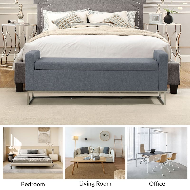 Diana Modern Upholstered Filp-Top Storage Bench with Sturdy Metal Legs