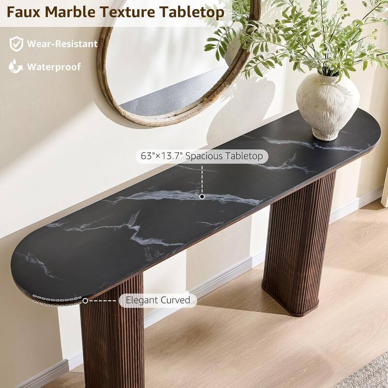 63" Modern sofa, Entryway Table, Sofa Table with Fluted Bases