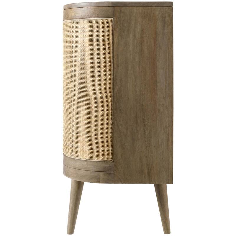 Vincie Hand Crafted Wood and Rattan Sideboard