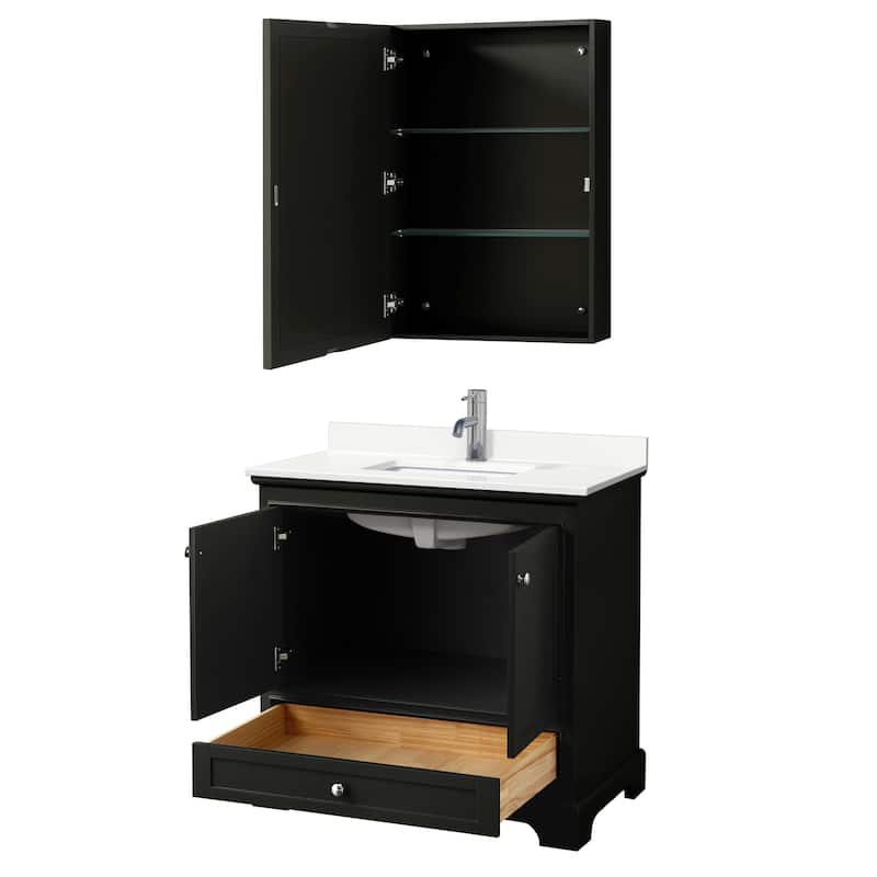 Deborah 36-inch Single Vanity, Quartz Top, Medicine Cabinet