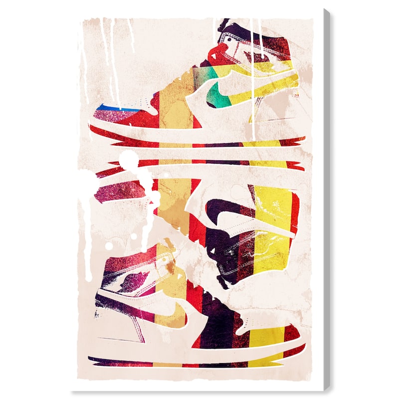 Wynwood Studio Canvas Fashion and Glam Colorful Street Sneakers White Modern & Contemporary Wall Art Canvas Print