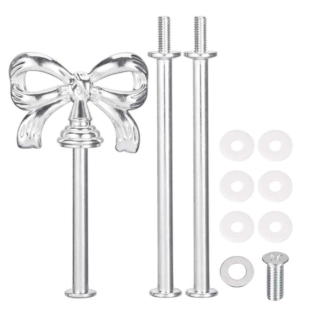 1 Set 3-Tier Cupcake Stand Hardware Fittings for Cake Stand, Bow-Knot Silver