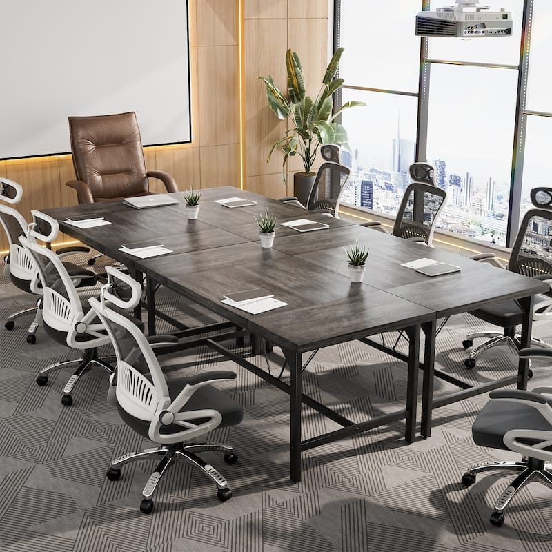 Modern Farmhose 70.8-Inch Executive Desk, Large Computer Office Desk Workstation Conference Table