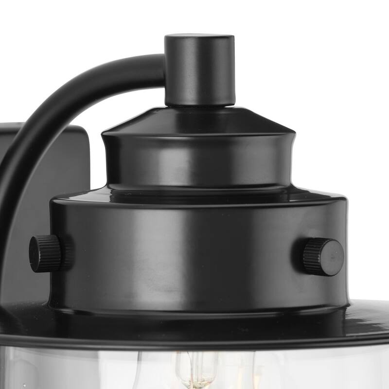 Northlake Collection Four-Light Matte Black Clear Glass Transitional Bath Light - 32.5 in x 7.5 in x 8 in