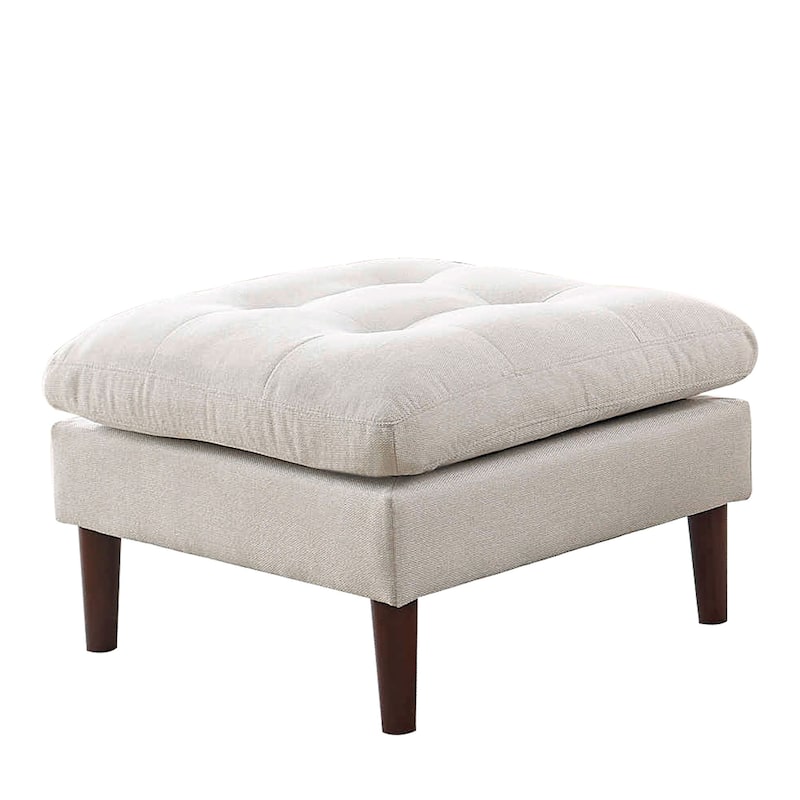 Fabric Single Sofa Chair with Ottoman, Solid Wood Legs