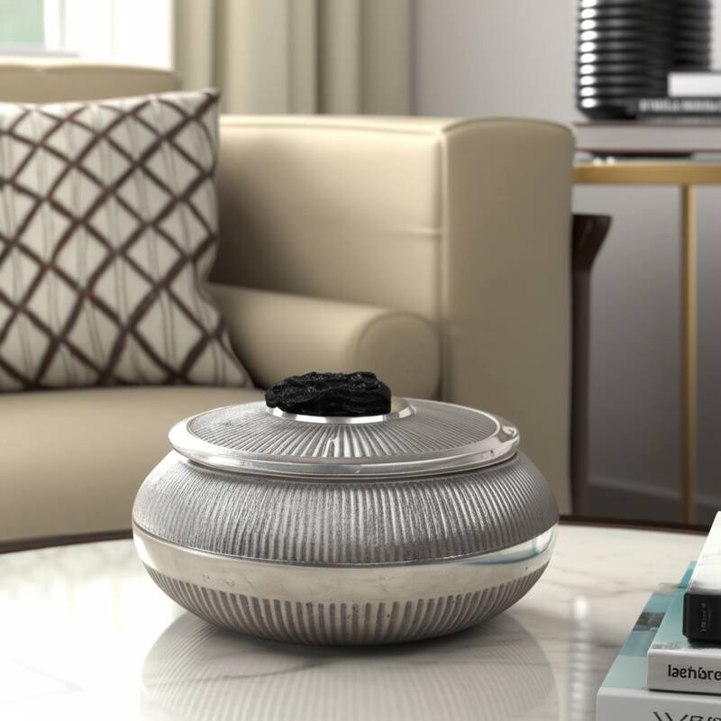 Aluminum Agate Decorative Object Stylish Lidded Textured Sculpture