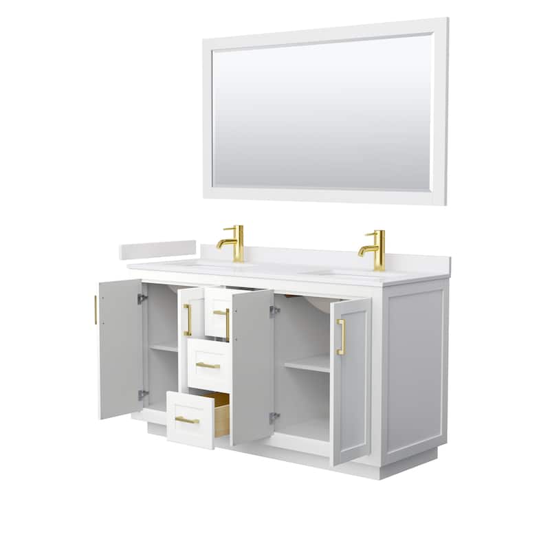 Miranda Bathroom Vanity Set, Cultured Marble Top, 58-Inch Mirror