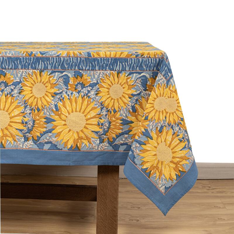 Couleur Nature Sunflower Tablecloth - Yellow/Blue
