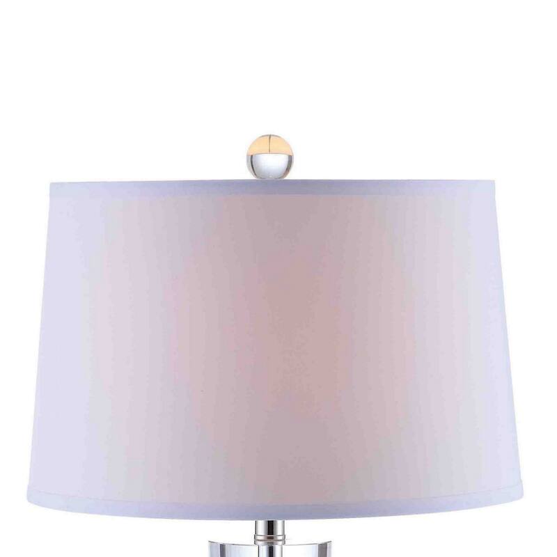 27 Inch Table Lamp with Glass Stand, Empire Shade, Metal, Clear Finish
