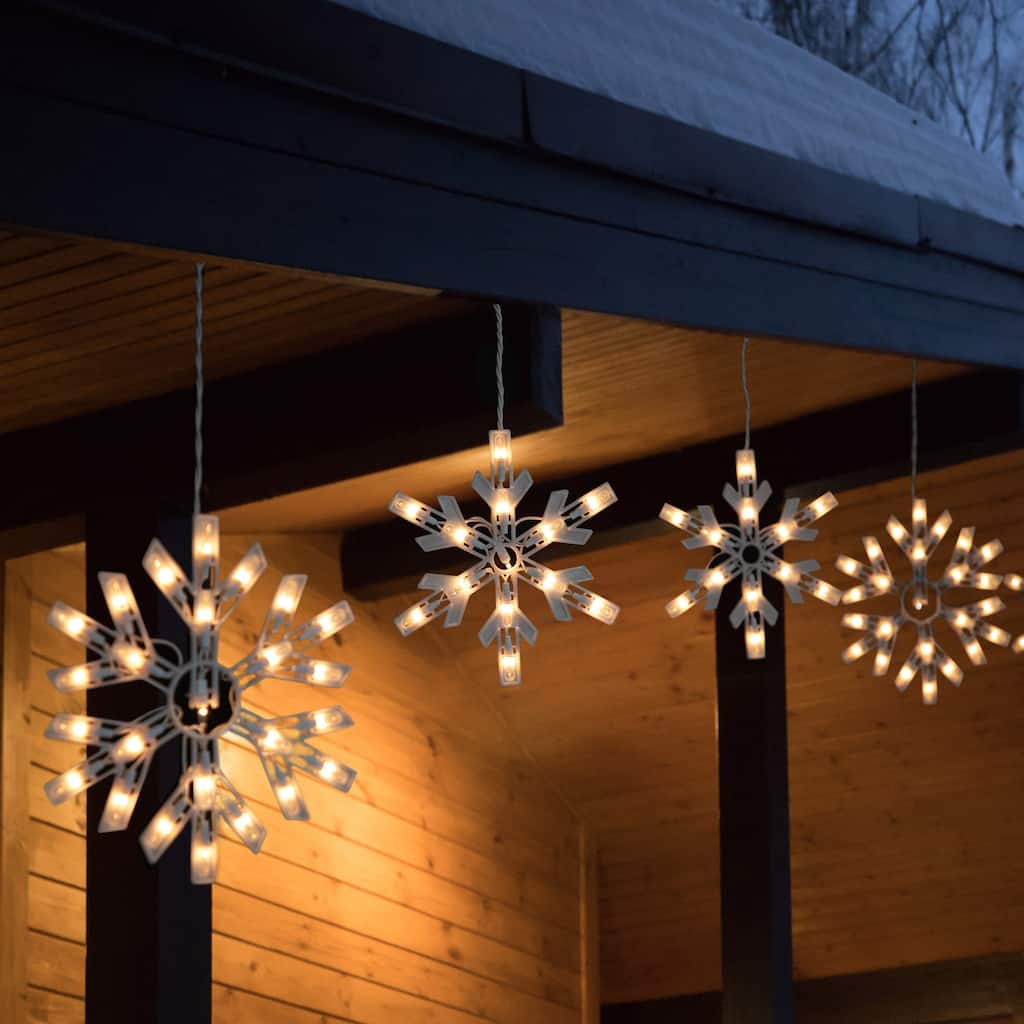 Snowflake Christmas Lights - Warm White - 8.5' White Wire - 5ct