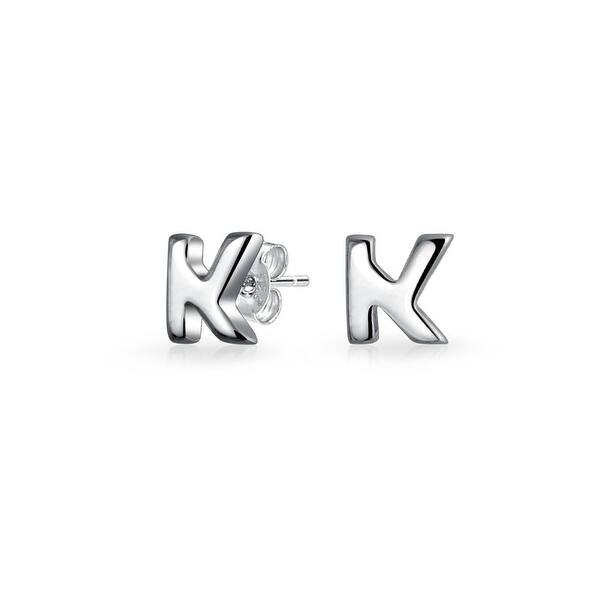 Shop Bling Jewelry Modern Alphabet Letter K Initial Stud Earrings 925 Sterling Silver 55mm Overstock 17989400
