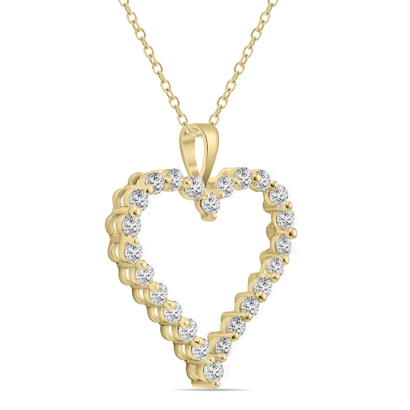 Marquee 1 CTW Diamond Heart Pendant in 14K Yellow Gold