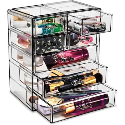 Sorbus Cosmetics and Jewelry Big Storage Case Display - Stylish Vanity, Bathroom Case (3 Large, 4 Small Drawers)