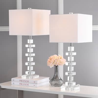 SAFAVIEH Lighting Carri 28 Inch Crystal Deco Crystal Table Lamp (Set of 2) - 12"W x 12"D x 29"H