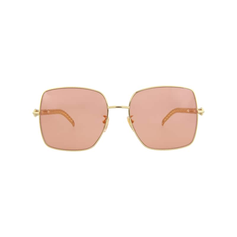 Gucci Square-Frame Metal Sunglasses - Gold Gold Orange - Gold - Orange Lens