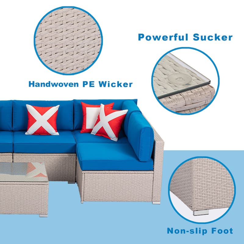 COSIEST 2-piece Outdoor Loveseat Wicker Sectional Sofa Set