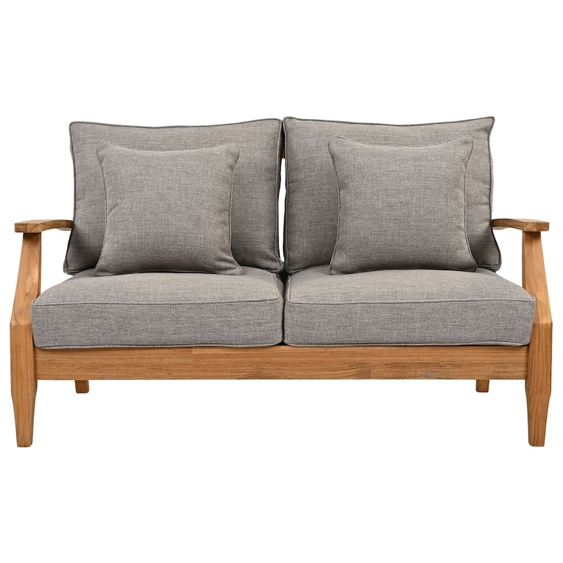 SAFAVIEH Couture Martinique Wood Patio Loveseat - 56"W x 35"D x 32"H