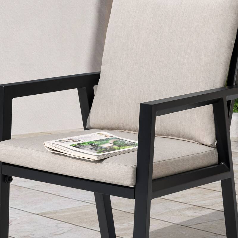 Outdoor 4-Piece Aluminum Dining Chairs with Gray Cushions