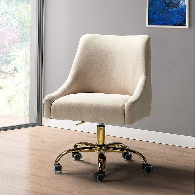 Carina Modern Upholstery Task Chair with Golden Base by HULALA HOME - Tan
