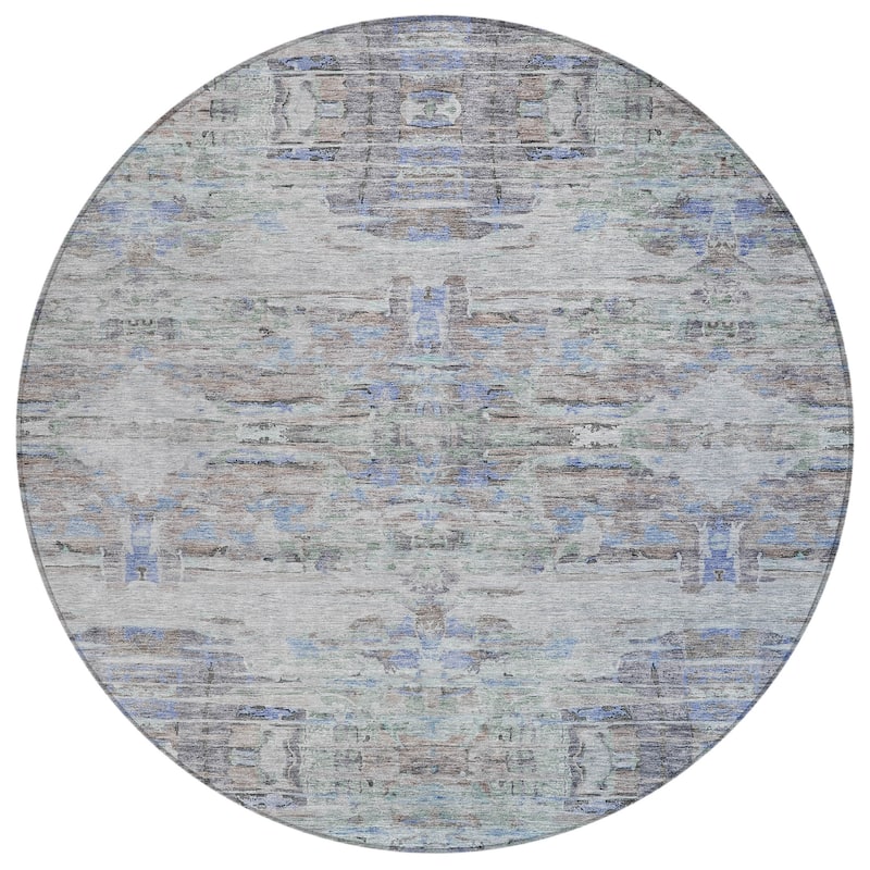 Machine Washable Indoor/ Outdoor Abstract Modern Chantille Rug
