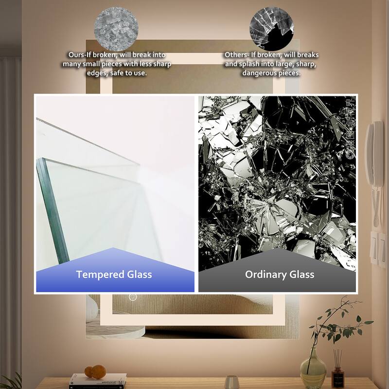QuivaraView LED lights Frameless Wall Mounted Bathroom Vanity Mirror