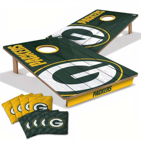 slide 2 of 7, Green Bay Packers NFL Tailgate Cornhole Board Set Include Carrying Case