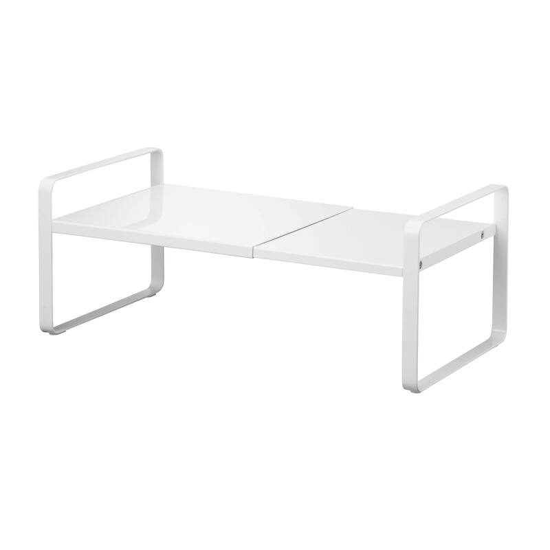 Yamazaki Home Expandable Kitchen Riser, Steel, Small, Expandable - L 7.87 x W 10.63 x H 5.98 inches - White