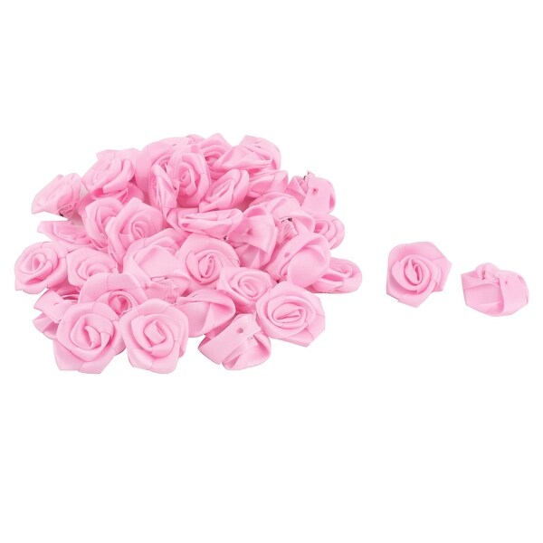 Satin Rose Appliques Craft Decor DIY Wedding Ornament Ribbon Flowers Pink 40pcs
