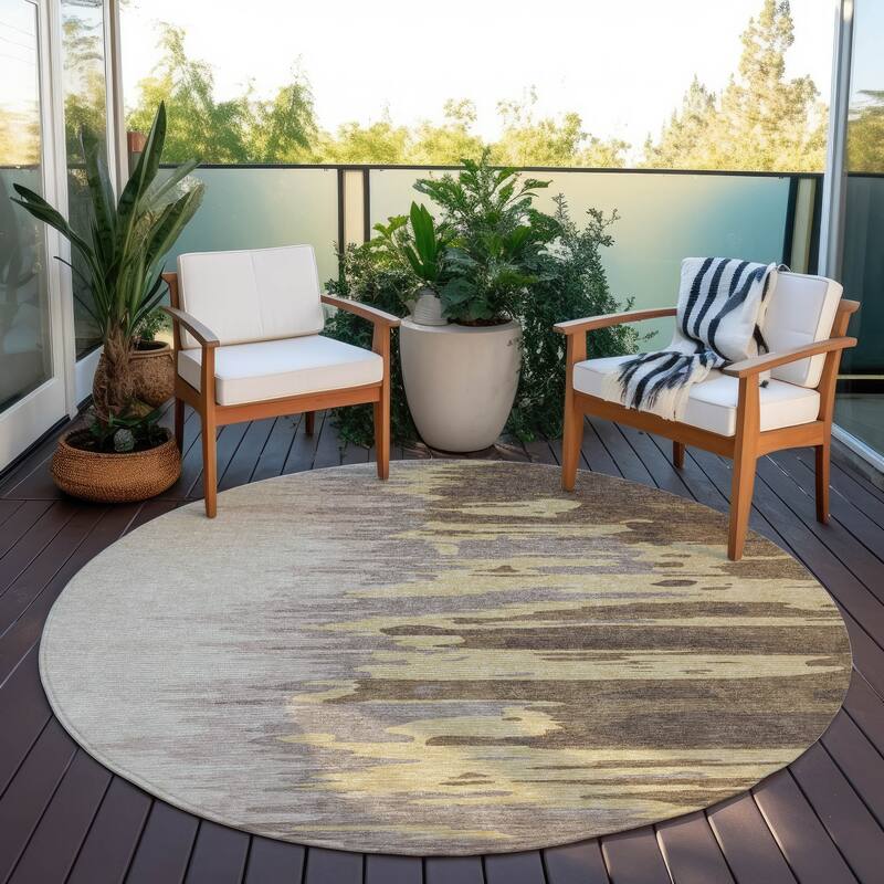 Machine Washable Indoor/ Outdoor Brushstrokes Ombre Chantille Rug