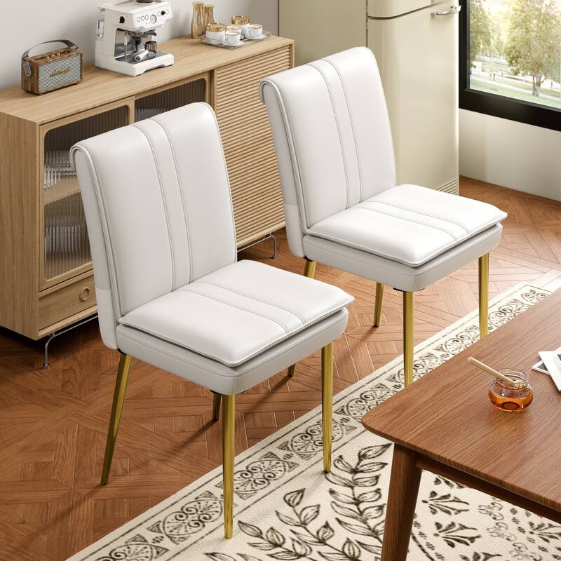 VECELO Foldable Dining Chair Set 2/4/6 Pack PU Leather Space Saving Chairs with Metal Legs Waterproof Kitchen Living Room Chairs